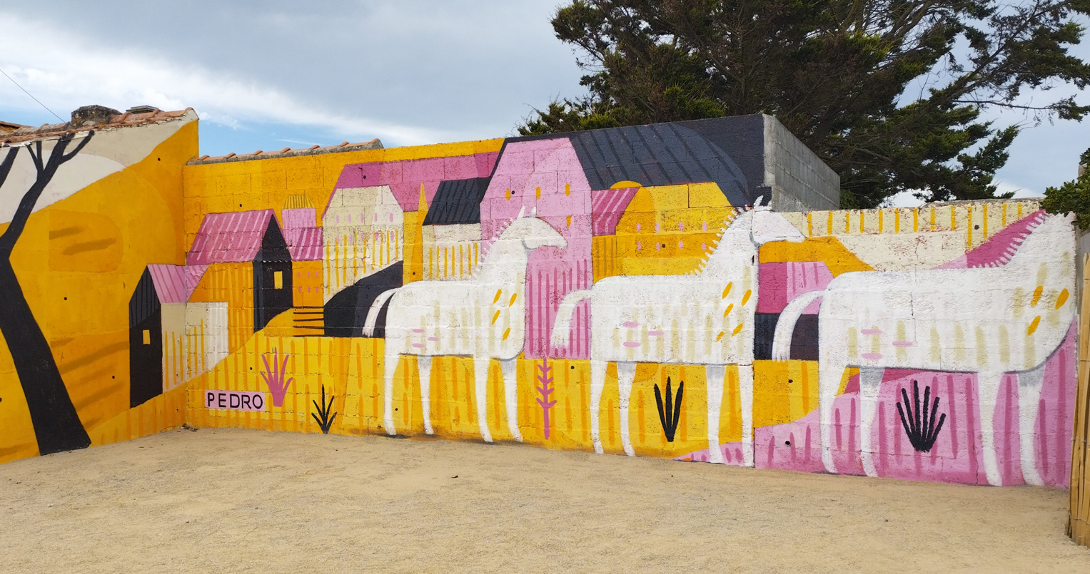 Fresque de Pedro Richardo lors du festival Miramar de St Gilles Croix de vie