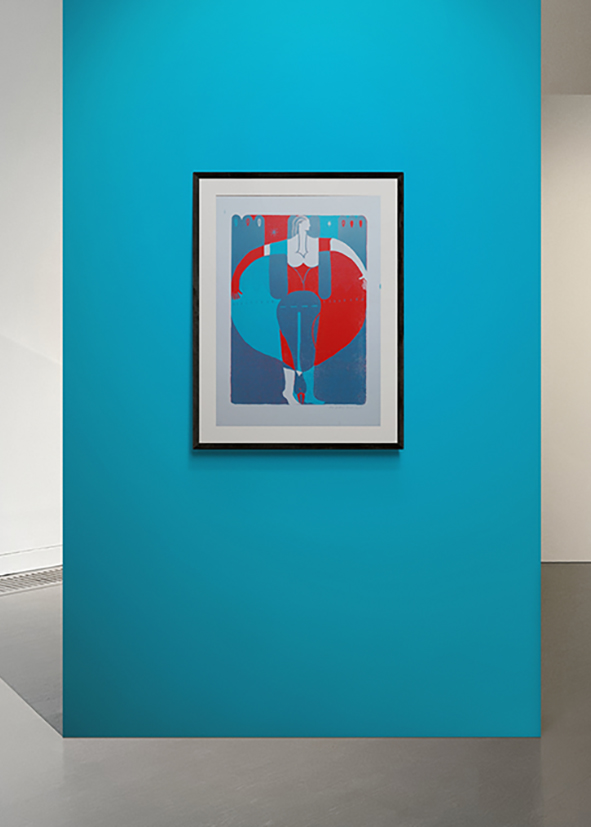 Sérigraphie Femme bleue et rouge